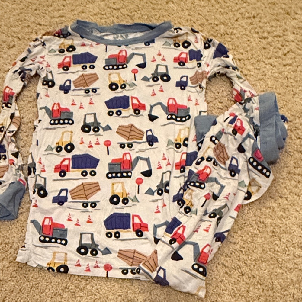 Little Sleepies Construction Vehicle Pajama Set - Blue and Red